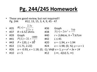 Pg. 244/245 Homework