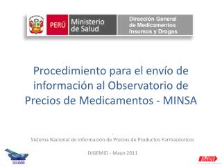 Procedimiento para el envío de información al Observatorio de Precios de Medicamentos - MINSA