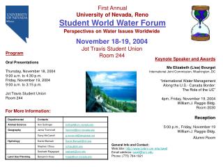 First Annual University of Nevada, Reno Student World Water Forum