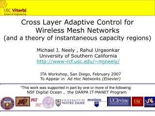 Cross Layer Adaptive Control for Wireless Mesh Networks