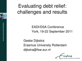 Evaluating debt relief: challenges and results