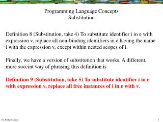 Programming Language Concepts Substitution