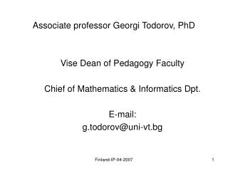 Associate professor Georgi Todorov, PhD