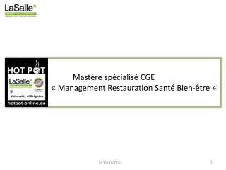 Mastère spécialisé CGE « Management Restauration Santé Bien-être »