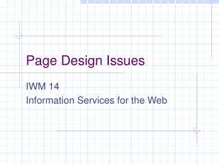 Page Design Issues