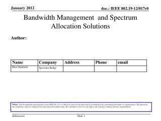 Bandwidth Management and Spectrum Allocation Solutions