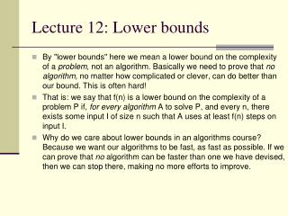 Lecture 12: Lower bounds