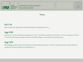 Einleitung in das Neue Testament I Paulus und seine Briefe