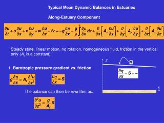 Typical Mean Dynamic Balances in Estuaries Along-Estuary Component