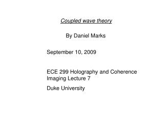 Coupled wave theory