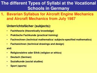 The different Types of Syllabi at the Vocational Schools in Germany