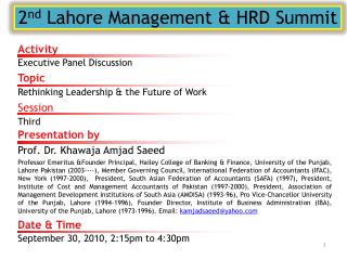 2 nd Lahore Management &amp; HRD Summit