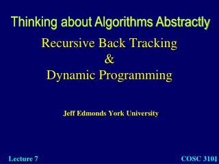 Recursive Back Tracking & Dynamic Programming
