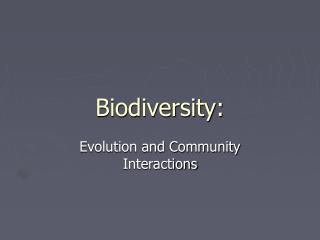 Biodiversity: