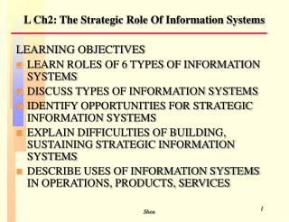 L Ch2: The Strategic Role Of Information Systems