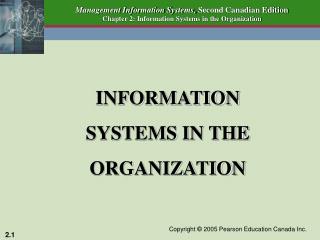 INFORMATION SYSTEMS IN THE ORGANIZATION