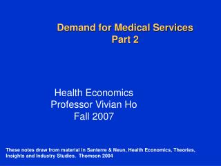 Demand for Medical Services Part 2