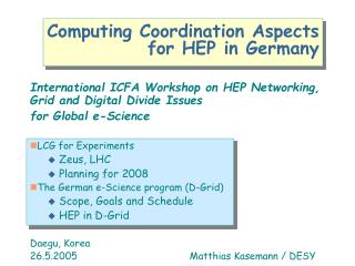Computing Coordination Aspects 	for HEP in Germany