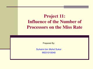Project 11: Influence of the Number of Processors on the Miss Rate