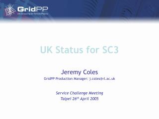 UK Status for SC3