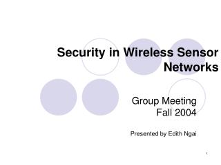 Security in Wireless Sensor Networks