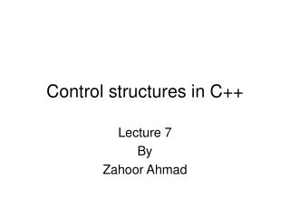 Control structures in C++