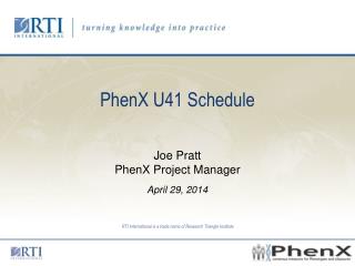 PhenX U41 Schedule