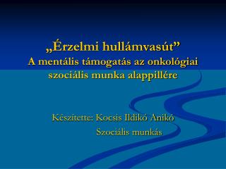 „Érzelmi hullámvasút” A mentális támogatás az onkológiai szociális munka alappillére