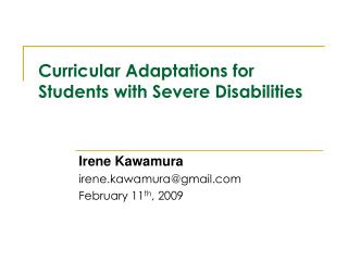Curricular Adaptations for Students with Severe Disabilities