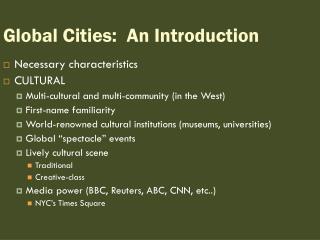 Global Cities: An Introduction