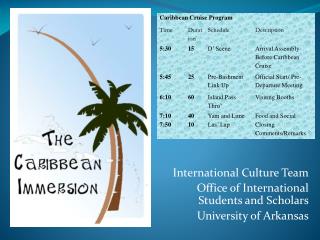 International Culture Team Office of International Students and Scholars University of Arkansas