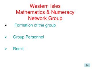 Western Isles Mathematics & Numeracy Network Group