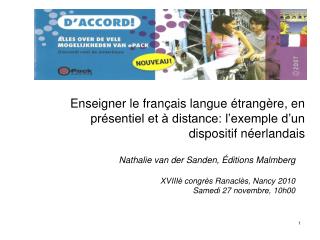 Nathalie van der Sanden, Éditions Malmberg XVIIIè congrès Ranaclès, Nancy 2010