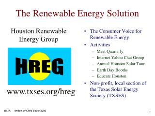 The Consumer Voice for Renewable Energy Activities Meet Quarterly Internet Yahoo Chat Group