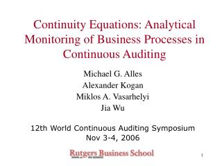 Continuity Equations: Analytical Monitoring of Business Processes in Continuous Auditing