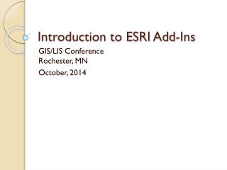 Introduction to ESRI Add-Ins