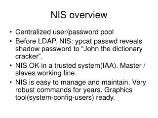 NIS overview