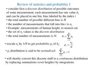 Review of statistics and probability I