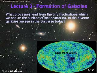 Lecture 3 - Formation of Galaxies
