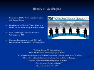 History of ValuEngine