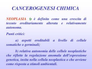 CANCEROGENESI CHIMICA