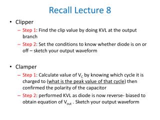 Recall Lecture 8