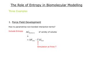 The Role of Entropy in Biomolecular Modelling
