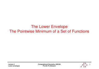 The Lower Envelope The Pointwise Minimum of a Set of Functions