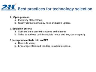 Best practices for technology selection