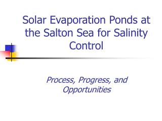 Solar Evaporation Ponds at the Salton Sea for Salinity Control