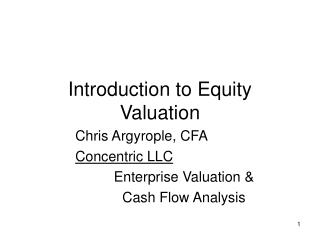 Introduction to Equity Valuation