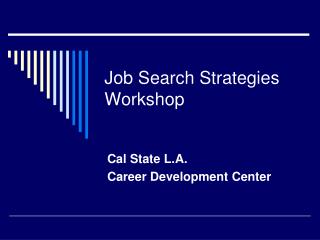 Job Search Strategies Workshop