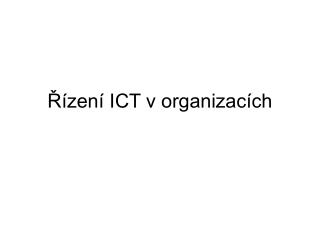 Řízení ICT v organizacích