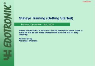 Stateye Training (Getting Started)